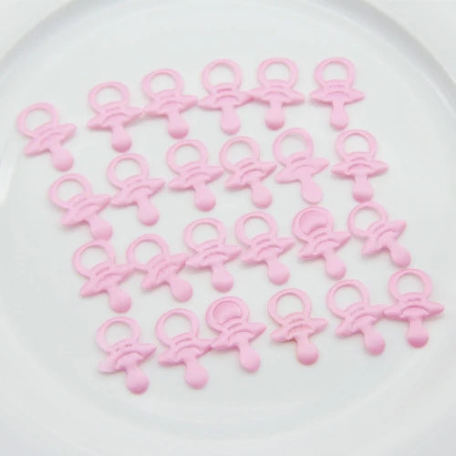 100Pcs Baby Shower Pink Blue Fabric Bibs Pacifiers Feeder Confetti Birthday Sprinkles For Boy/Girl Party Decorations Supplies