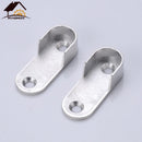 Myhomera 4-2Pcs 16mm Zinc Alloy Oval Wardrobe Rail Bracket Hanging Rod End Supports Closet Tube Pipe Brackets+Screw Wall Mounted