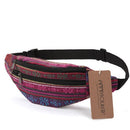 Annmouler New Women Fanny Pack 8 Colors Fabric Waist Packs Bohemian Style Waist Bag 2 Pocket Waist Belt Bag Travel Phone Pouch