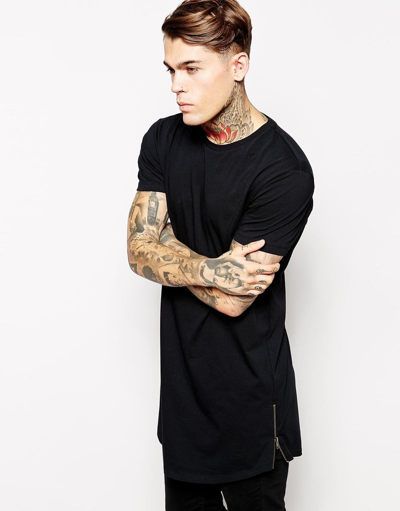 2023 MRMT Mens Zipper Long T-Shirt Black Men&