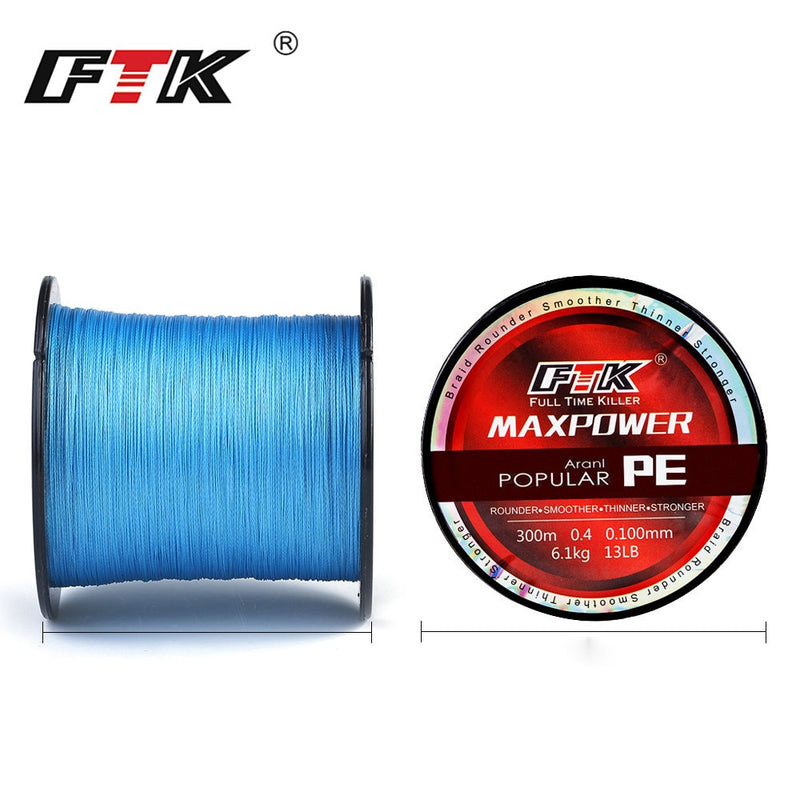 FTK Brand Tirposeidon Series 300M PE Braided Fishing Line 0.4-6.0Code 13-70LB Multifilament Fishing Line