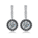 Black Awn 2022 Neue Vintage Echte Silber Verlobung Hoop Ohrringe für Damen mit Schwarz & Weiß Stein Schmuck T001