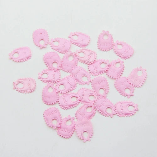 100Pcs Baby Shower Pink Blue Fabric Bibs Pacifiers Feeder Confetti Birthday Sprinkles For Boy/Girl Party Decorations Supplies