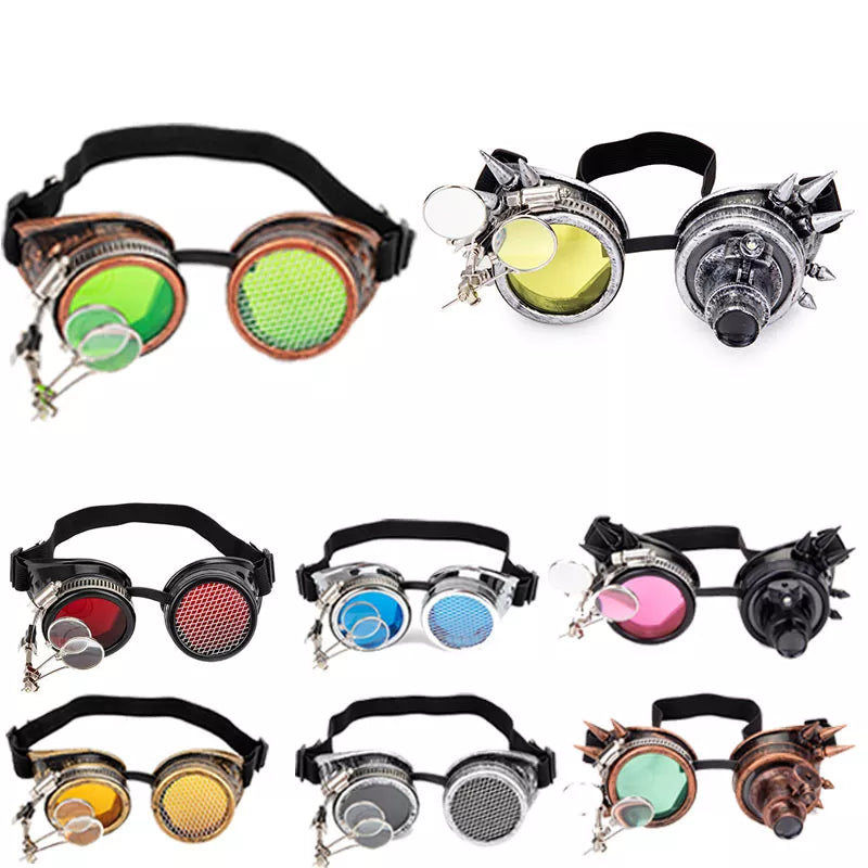 LELINTA Steampunk Goggles Cosplay Vintage Victorian Rivet Glasses Welding Gothic Kaleidoscope Colorful Retro Goggles