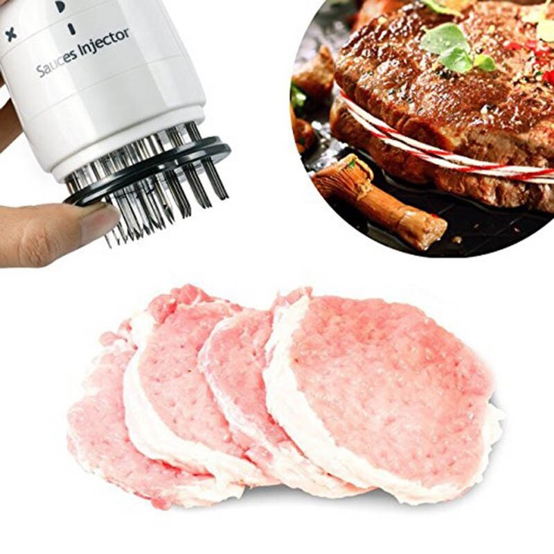 Multifunctional Meat Injector Needle Stainless Steel Meat Tenderizer Marinade Meat Flavor Syringe Injectors Kitchen Meat Tools