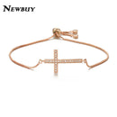 NEWBUY Classic AAA+ Cubic Zirconia Cross Charm Bracelets For Women Adjustable Copper Chain Bracelet & Bangle Dropship Jewelry