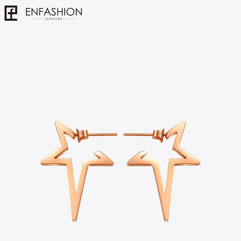 Enfashion Star Earrings Punk Stud Earring Rose Gold Color Earings Stainless Steel Earrings For Women Jewelry Wholesale