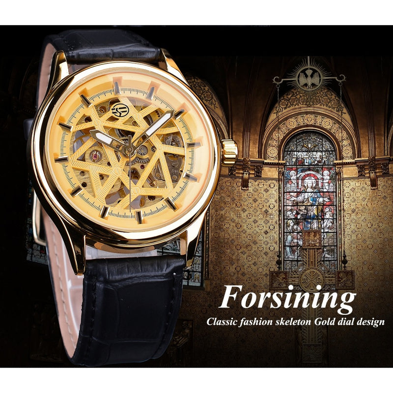 Forsining Golden Gear Movement Retro Royal Classic Fashion Mens Mechanical Wrist Watches Top Brand Luxury Male Clock Relogio