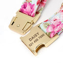Personalisiertes florales Hundehalsband, individuell, klein, mittel, Hunde-Haustier-ID-Halsband, Blumendruck, Nylon, großes Hundehalsband, graviert für Pitbull