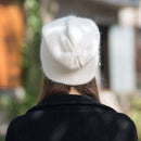 [Rancyword] Damen Wintermützen Beanies Strickmützen Kaninchenfellmütze Weiblich Echthaar Skullies Mützen Gorros Unifarbe RC1222-2
