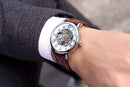 ORKINA Male Mechanical Hand-wind Skeleton Wristwatch Luminous Hands Watch for Men