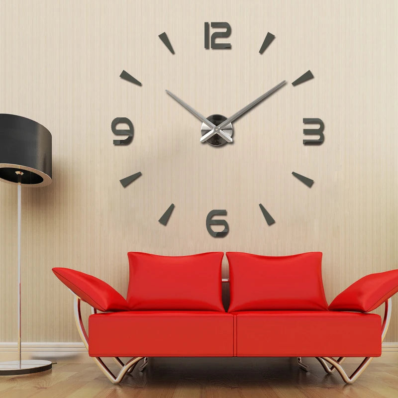 Brief Fashion Wall Clock For Living Room Design Acrylic Mirror Clocks Europe Diy 3d Stickers Large Decorative Quartz Watch
