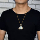 Geldbeutel-Anhänger Halskette Goldfarben Zirkonia Herren Hip-Hop Schmuck