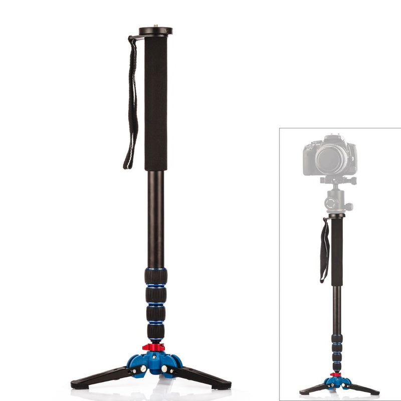 Manbily A-222 165cm Portable Professional DSLR Monopod Walking Stick with M-1 Mini Tripod Stand Base &amp; Tripod Ballhead for DSLR