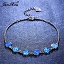 Cute Boho Female Blue Fire Opal Bracelet Unique Style Silver Color Chain Bracelets For Women Fashion Wedding Jewelry