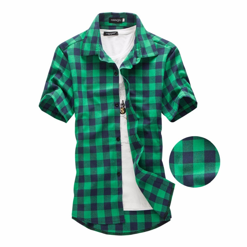 Red And Black Plaid Shirt Men Shirts 2023 New Summer Fashion Chemise Homme Mens Checkered Shirts Short Sleeve Shirt Men Blouse