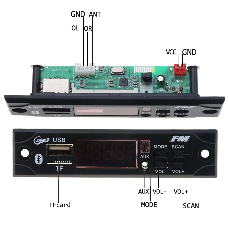 DC 12V Bluetooth 5.0 Wireless MP3 Player WMA Decoder Board USB TF FM Radio 3.5mm AUX Module Car Kit Wireless MP3 Music Player