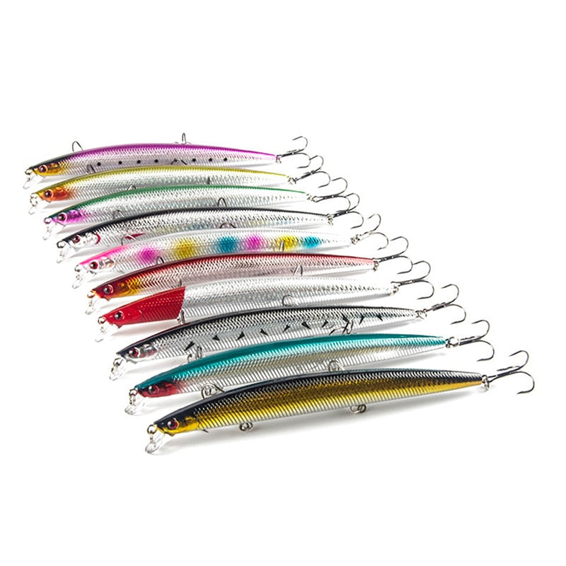 10PCS/Lot Minnow Fishing Lure 18cm 26g Plastic Deep Sea Fishing Bait Floating Lure Tackle Hook isca artificial bait