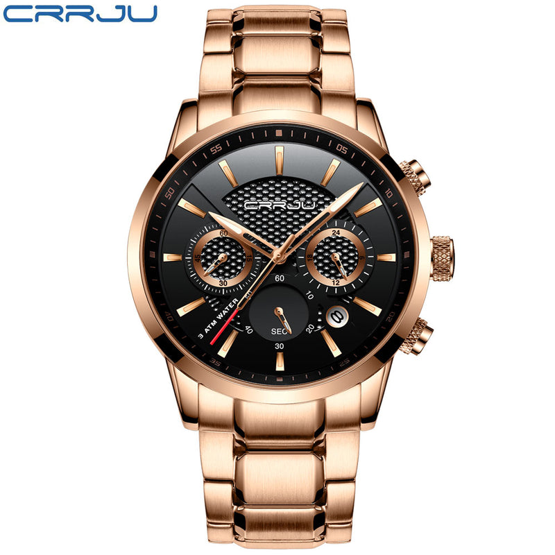 CRRJU Mens Watches Military Brand Luxury Sports watch for men Casual Waterproof Mens Watch Quartz Stainless Steel Man Wristwatch