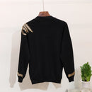 2020 Herbst Winter Gestrickter Damen-Trainingsanzug Pailletten Perlen Phönix Langarm Lockerer Pullover + Freizeithose Zweiteiler D1281