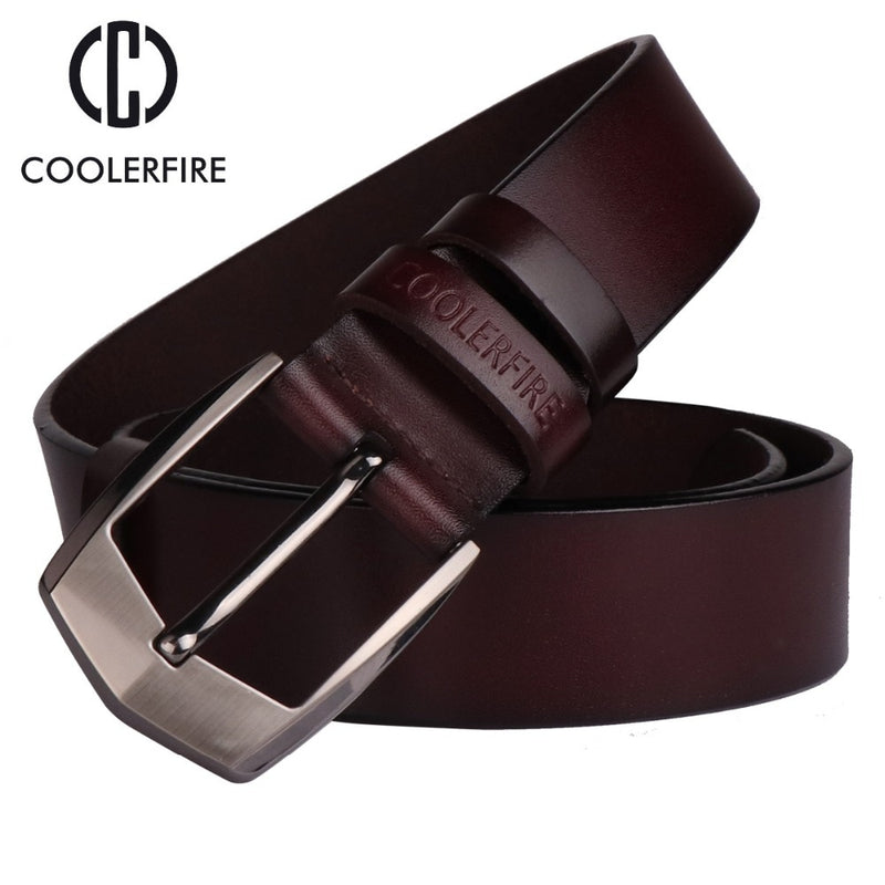 Coolerfire men high quality genuine leather belt luxury designer belts men cowskin fashion Strap male Jeans for man cowboy HQ043