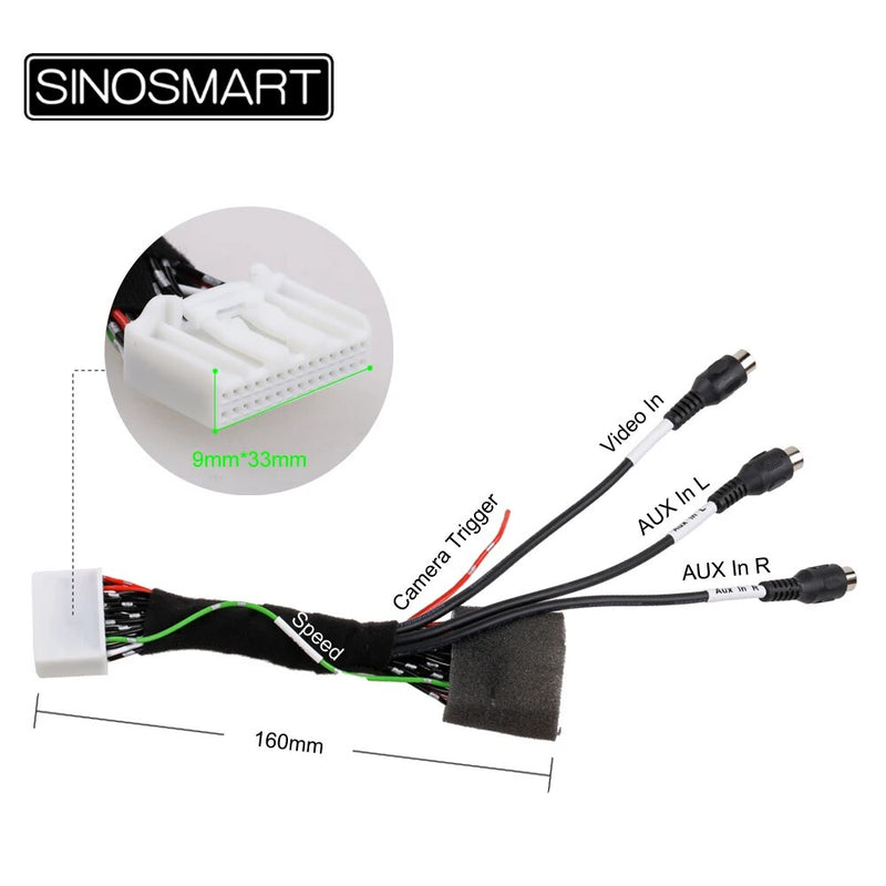 SINOSMART C28D 28 PIN Connection Cable for Toyota OEM Monitor Aux Audio & Video In without Damaging the Car Wiring