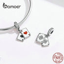BAMOER Poker Ace Double Pendant Charm for Original 925 Silver Charms Bracelet Sterling Silver 925 Breloque DIY Jewelry SCC1172