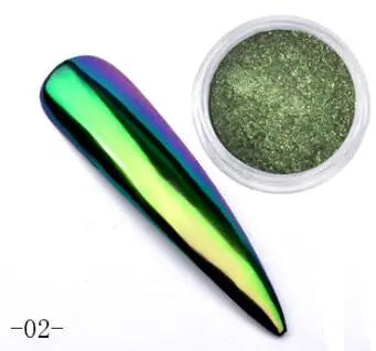 0.2g/ Box Glitter Magic Mirror Dust Powder Chameleon Aurora Nail Art Chrome Pigment Nail Decoration