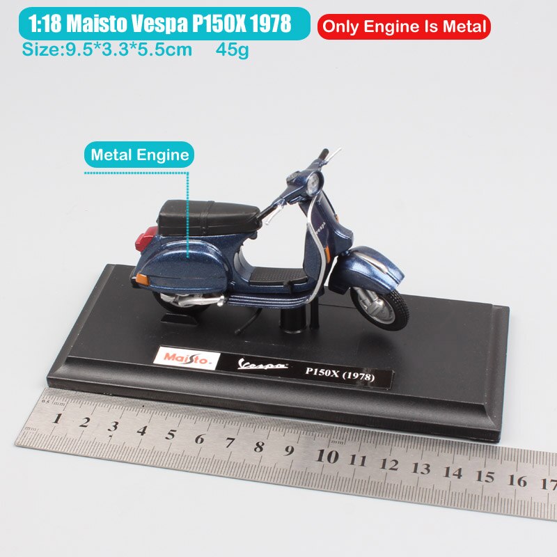 1:18 scale Piaggio Vespa Scooter 98 PK 125 GTR P150X 300 MP5 Primavera GTS motorcycle moto bike diecast vehicles toys model kids