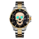 SKMEI Herren Quarz Totenkopf-Uhr Herren Edelstahl Skelett Kreativ Uhren Männlich Uhr Wasserdicht Armbanduhr Relogio Masculino