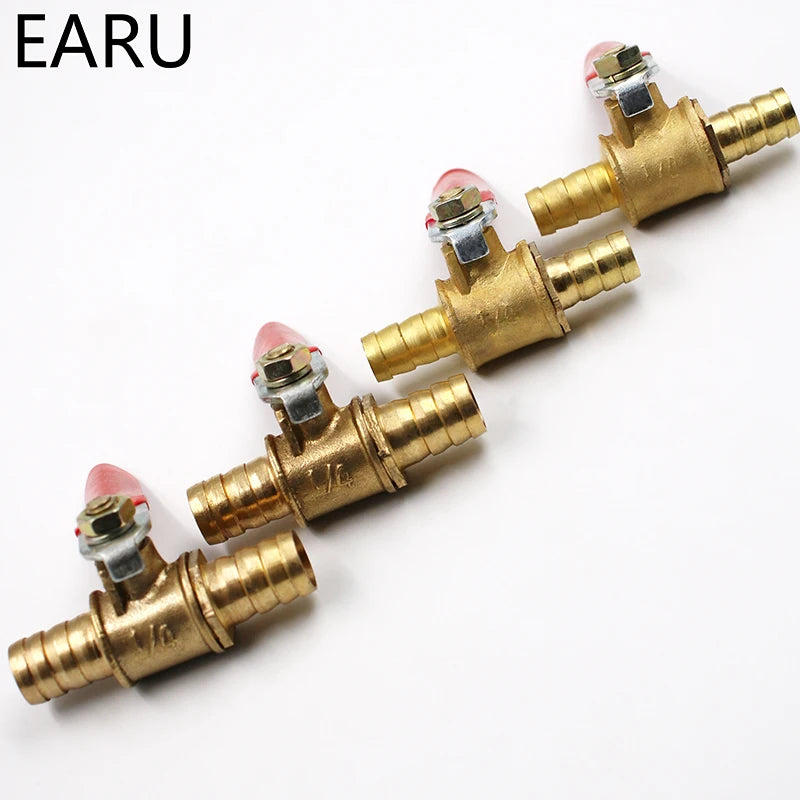 6mm-12mm Hose Barb Inline Brass Water Oil Air Gas Fuel Line Shutoff Ball Valve Pipe Fittings Pneumatic Connector Controller