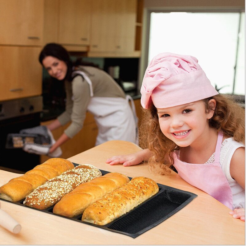Goldbaking Silicone Bread Form Baguette Form French Bread Nonstick Baguette Baking Pan 5 Cavities Hoagie Roll Pan