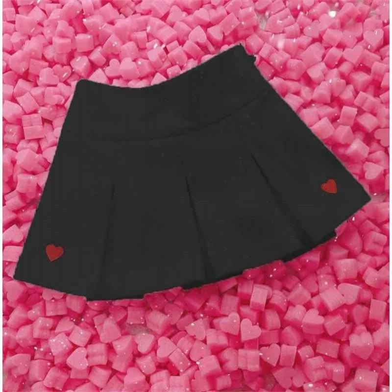 Koren Fashion High Waist Women Skirt Cute Embroidery Pleated Short Elastic Waist Mini Skirts Japanese Style Sweet A-Line Skirt