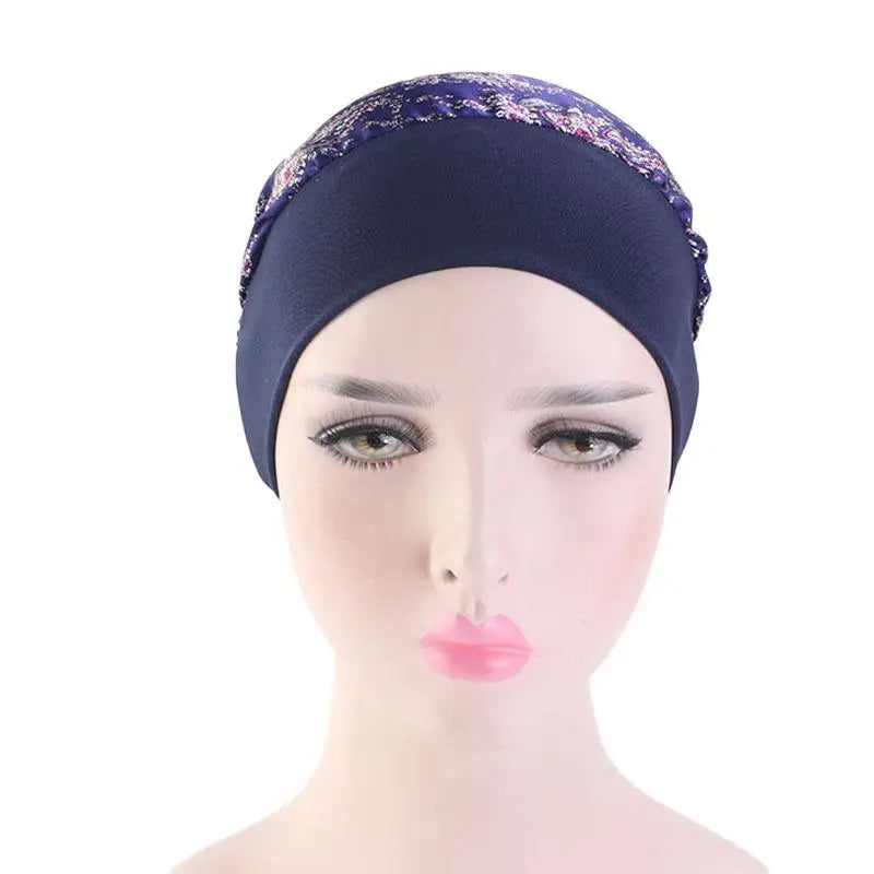 Women Printed Beanie Turban Chemo Cancer Cap Bonnet Head Wrap Scarf Muslim Hijab Hair Loss Hat Islamic Turban Chemo Cancer Cap