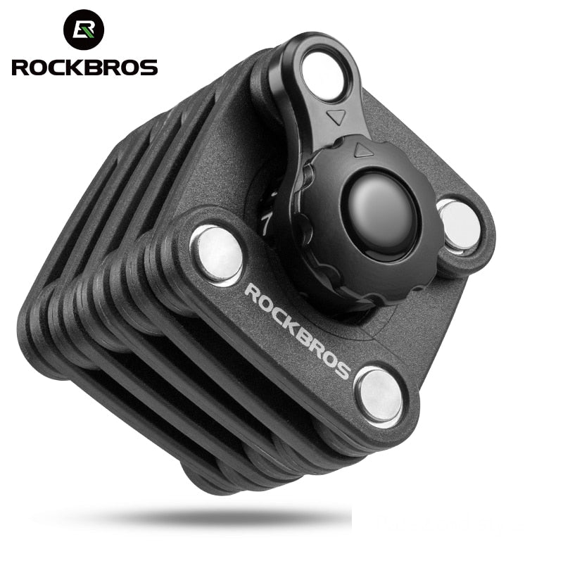 ROCKBROS Password Bike Bicycle Lock Mini Portable High Security Drill Resistant Lock Anti Theft Cylinder MTB Bicycle Accessories