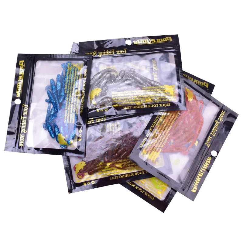 16pcs/Lot Worms Soft Bait Jig Wobblers Fishing Lure 5cm 1g Salt Smell Silicone Artificial Baits Tail Swim Bass Carp Pesca Tackle