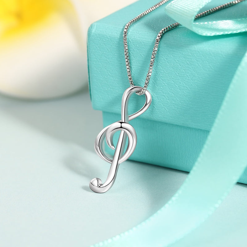 JewelOra Silver Color Musical Note Necklaces & Pendants Elegant Pendant Necklace Women Gifts for Girlfriend