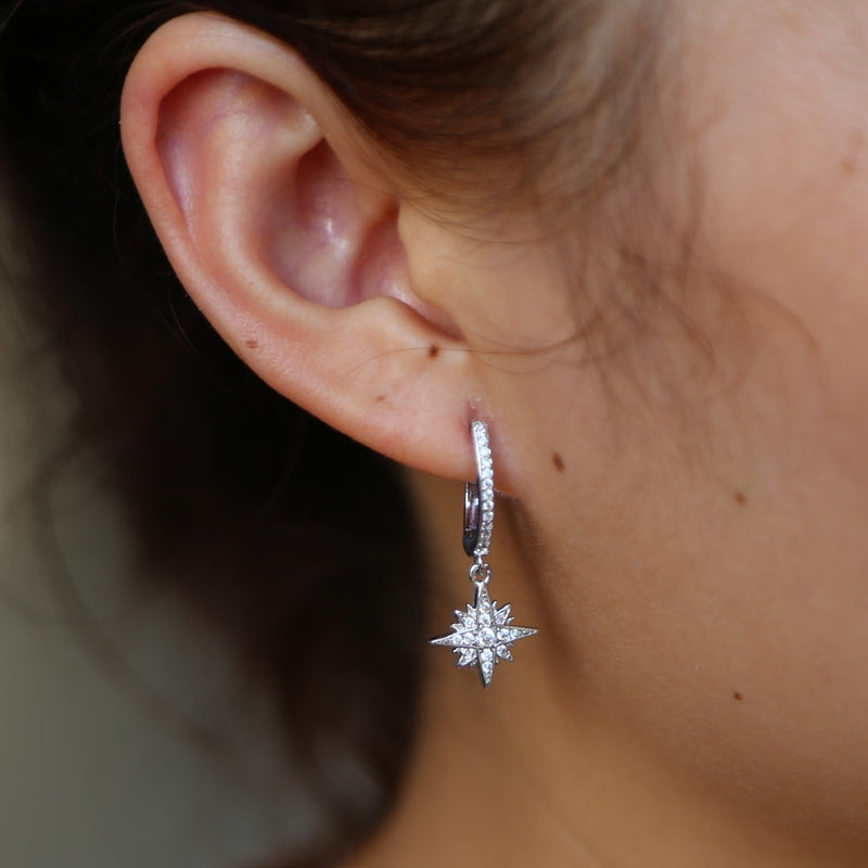 Korean style fresh and simple temperament CZ star North star charm earrings female jewelry gift wholesale