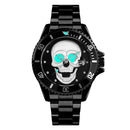 SKMEI Herren Quarz Totenkopf-Uhr Herren Edelstahl Skelett Kreativ Uhren Männlich Uhr Wasserdicht Armbanduhr Relogio Masculino