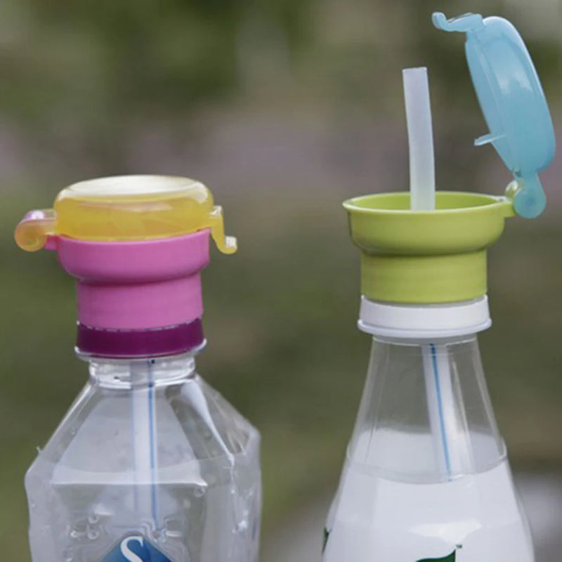 Infant Toddler Drinking Tube Bottle Cap Children Spill-Proof Drinks Juice Soda Water Bottle Twist Straw Cover