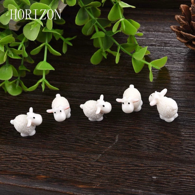 5 Pcs Cute Mini Small Sheep Dolphins Animals Home Micro Fairy Garden Figurines Miniatures Home Garden Decor DIY Accessories