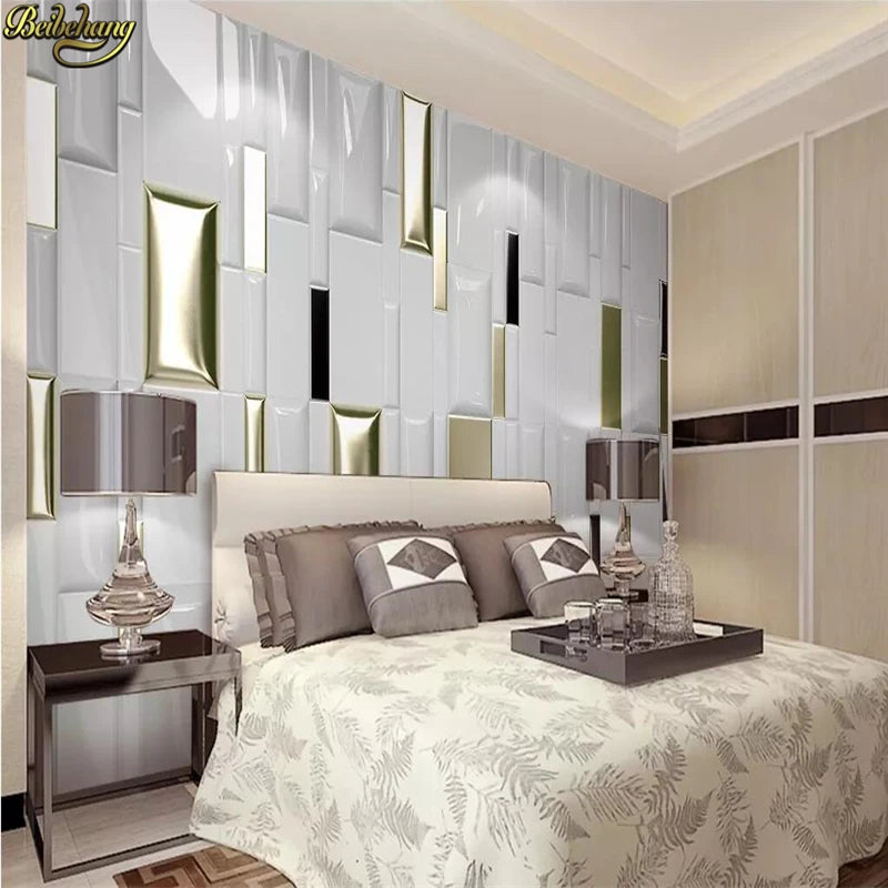 beibehang Custom Photo Wallpaper 3D Landscape Mural Living Room Bedroom Modern fashion gold checkered Wall Papers Home Decor