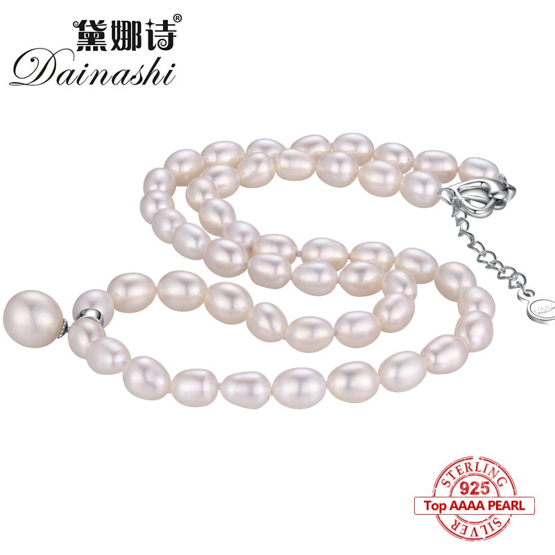 Dainashi 2019 925 Sterling Silver Natural Freshwater Pearl Fine Jewelry for Women Elegant Earrings and Necklace and Bracelet Set