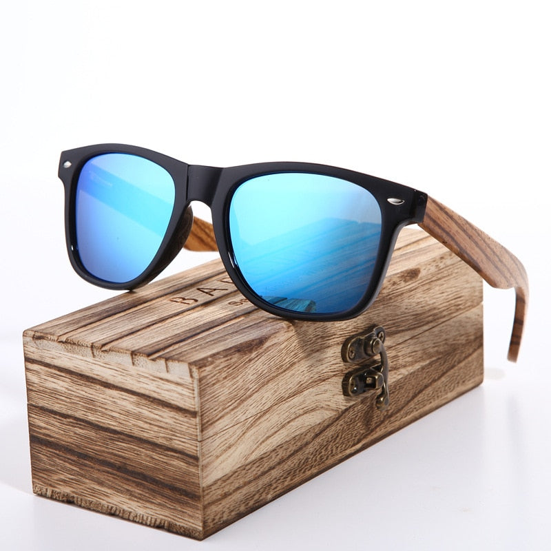 Sunglasses Polarized Zebra Wood Sunglasses Hand Made Vintage Wooden Frame Male Driving Sun Glasses Shades Gafas With Box