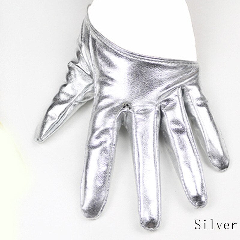 LongKeeper New Design Sexy Leather Gloves for Women Half Palm PU Leather Gloves Party Show Mittens Black Gold Silver SXJ106