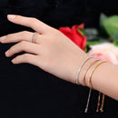 CWWZircons Simple Fashion Brand Ladies Jewelry Rose Gold Color Bar Cubic Zirconia Ring and Bracelet Sets for Women T332