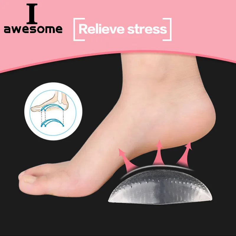 1pair Arches Orthotic Arch Support Foot Insole Brace Flat Feet Insoles Relieve Pain Shoes Orthotic Foot Care Pad Silica Gel