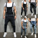 Imcute Men's Distressed Denim Carpenter Overalls Bib Jumpsuits Moto Biker Jean Pants