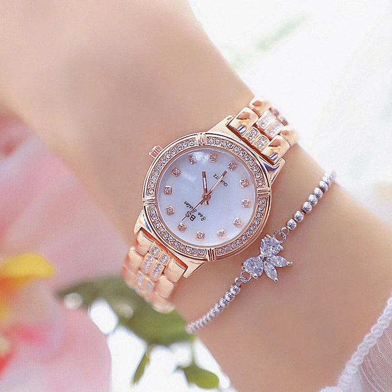 Watch Women luxury brand 2022 Fashion Rose Gold Diamond Crystal Ladies Watches Rhinestone wristwatch women Bayan Kol Saati