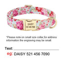 Personalisiertes florales Hundehalsband, individuell, klein, mittel, Hunde-Haustier-ID-Halsband, Blumendruck, Nylon, großes Hundehalsband, graviert für Pitbull